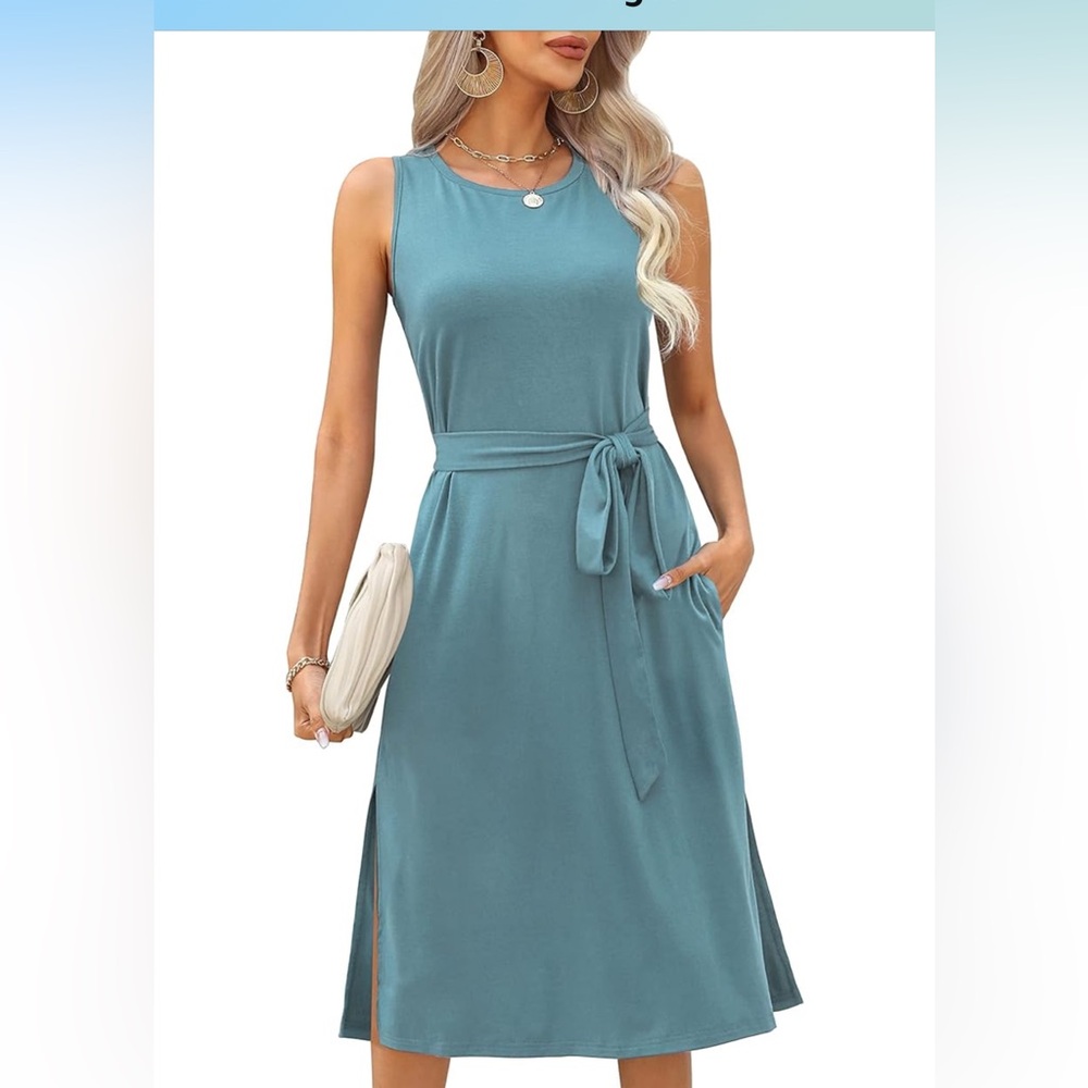 Midi Dress Sleeveless Teal - Picture 5 of 5
